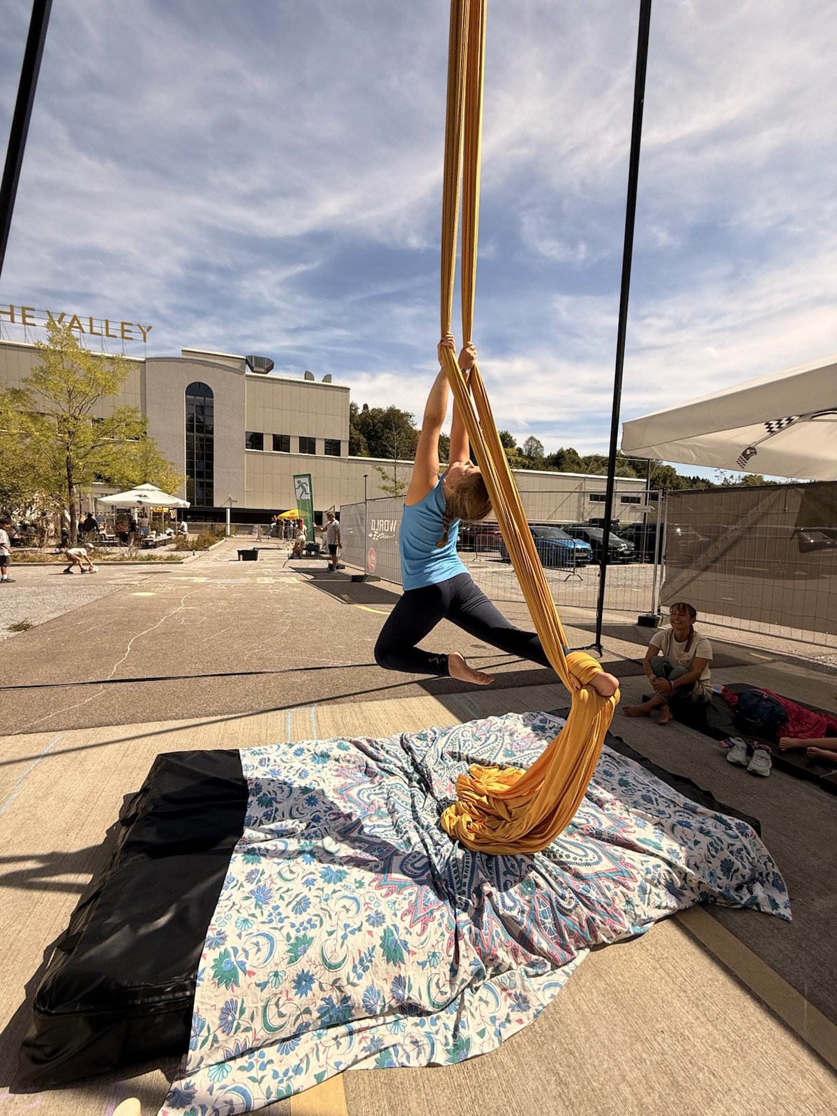 Mathilde performing on aerial silks